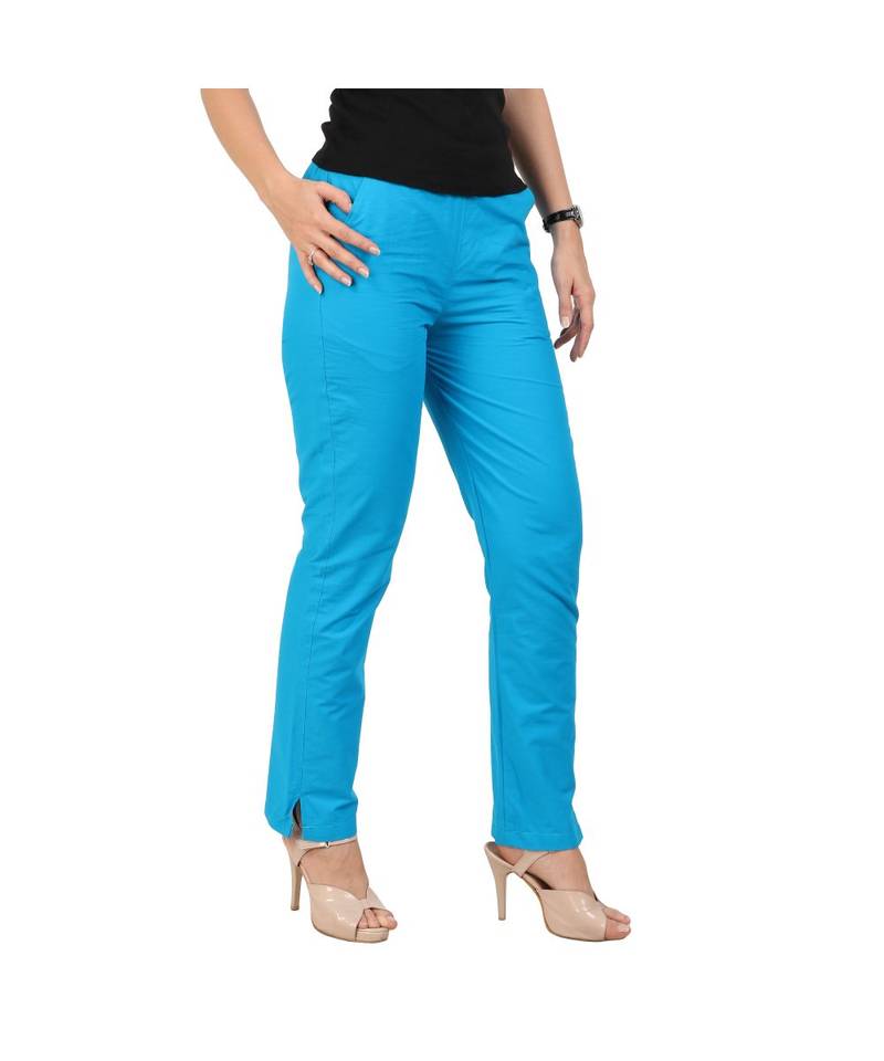 blue plain Cotton trousers