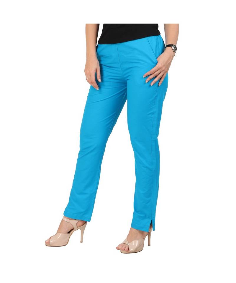 blue plain Cotton trousers