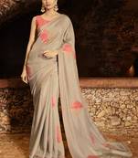 Beige Brasso Pure Fancy Fabric Saree With Blouse