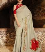 Beige Brasso Pure Fancy Fabric Saree With Blouse