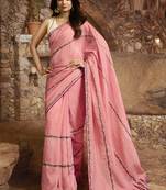 Pink Brasso Pure Fancy Fabric Saree With Blouse