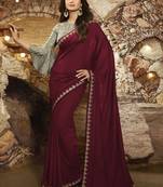 Maroon Brasso Pure Fancy Fabric Saree With Blouse