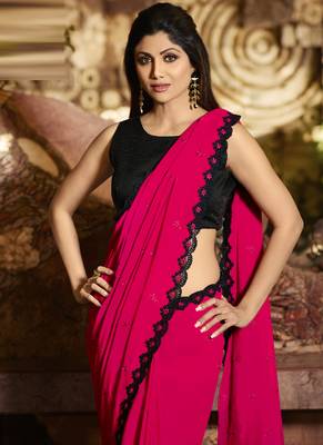 Pink Brasso Pure Fancy Fabric Saree With Blouse 2