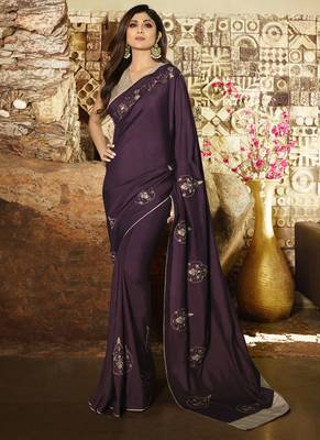Purple Brasso Pure Fancy Fabric Saree With Blouse 1