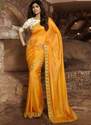 Yellow Brasso Pure Fancy Fabric Saree With Blouse 1