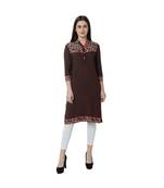 brown printed rayon kurti