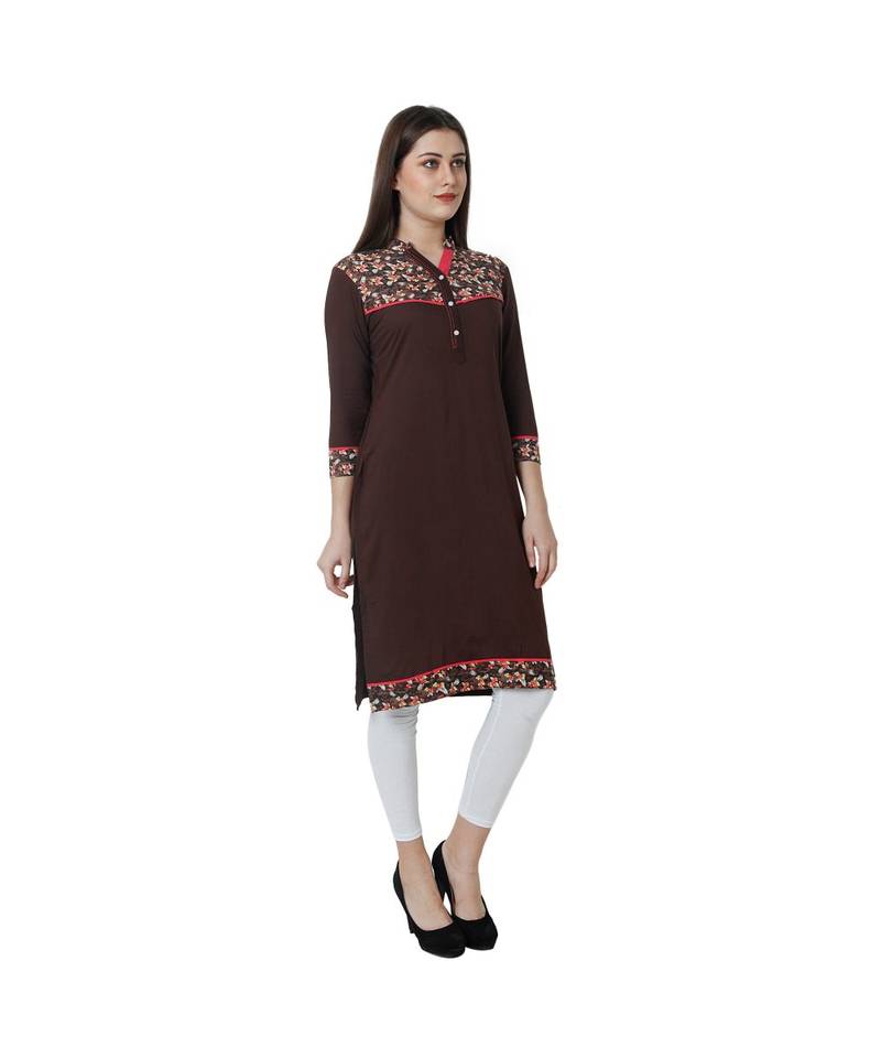 brown printed rayon kurti