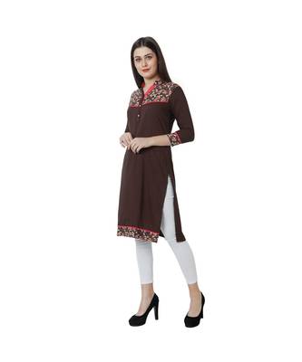 brown printed rayon kurti 3