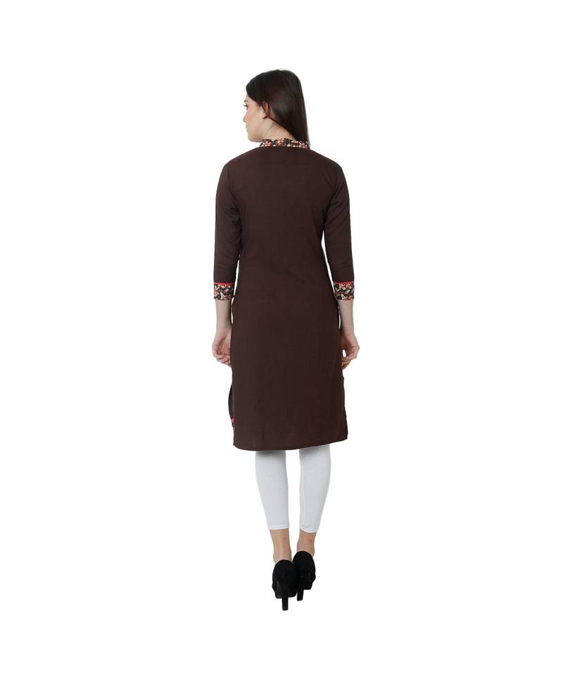 brown printed rayon kurti