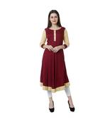 maroon printed rayon kurti