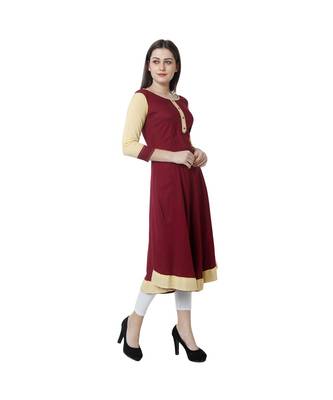 maroon printed rayon kurti 2
