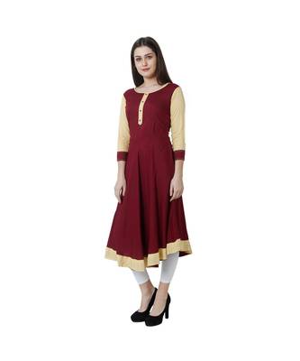 maroon printed rayon kurti 3