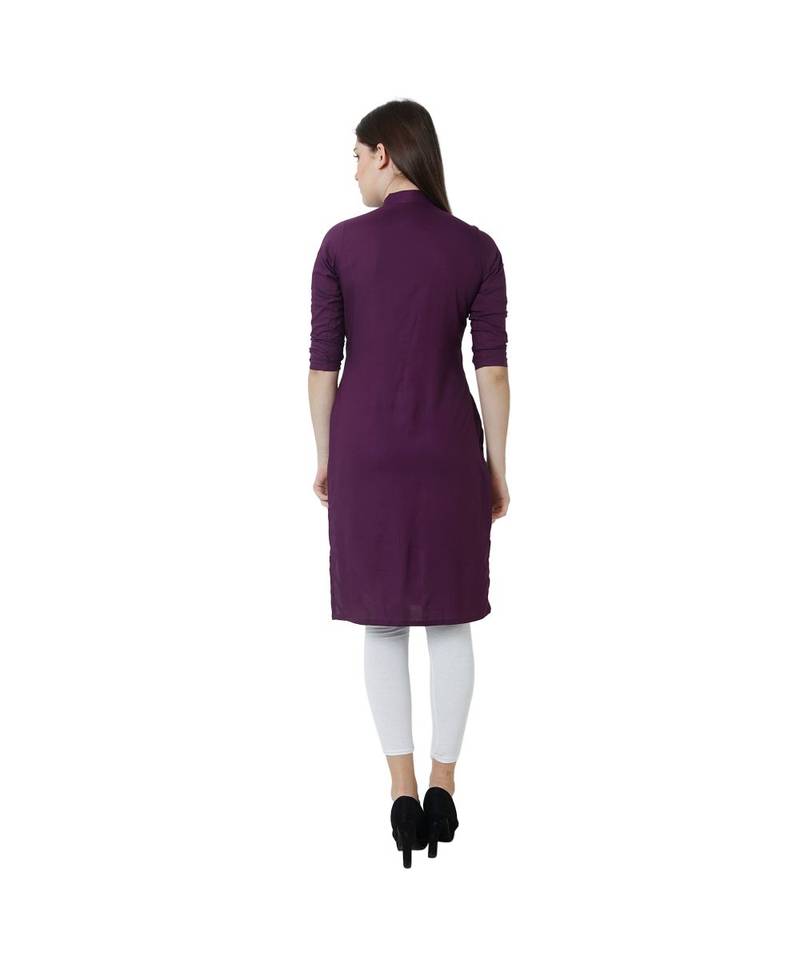 purple printed rayon kurti