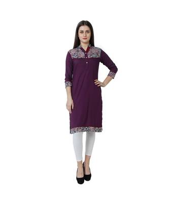 purple printed rayon kurti 1
