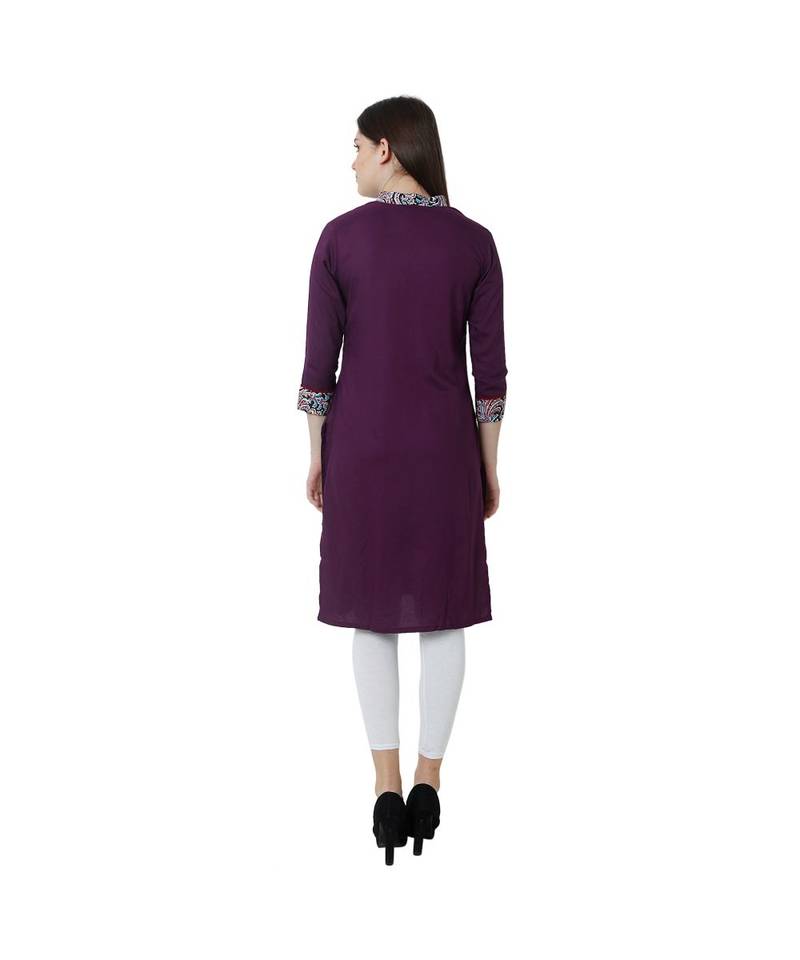 purple printed rayon kurti