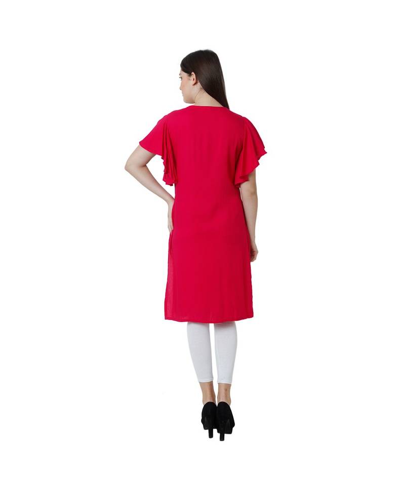 magenta printed rayon kurti