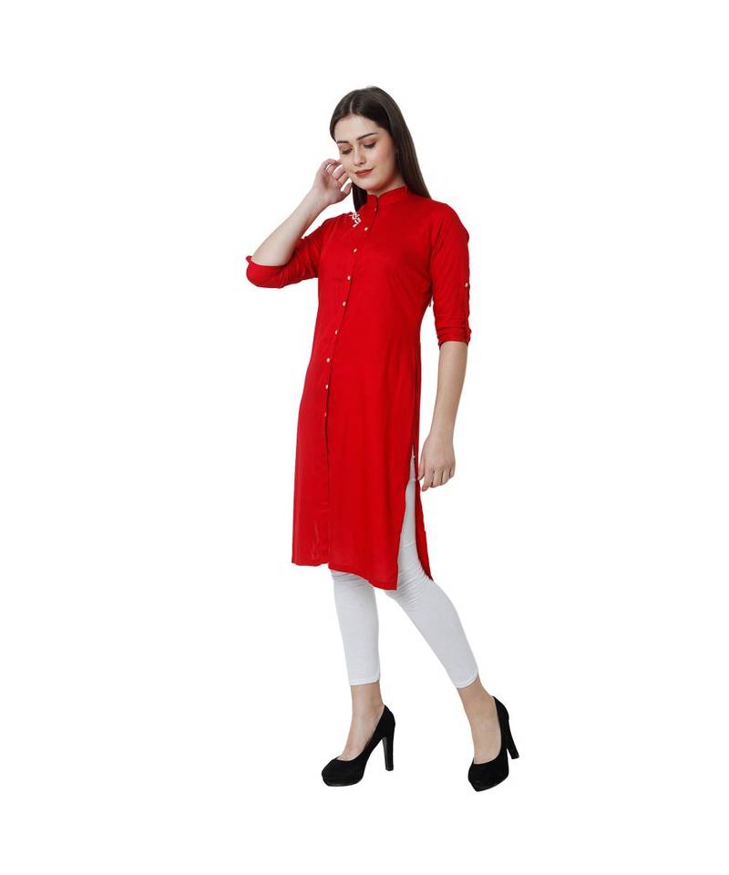 red printed rayon kurti