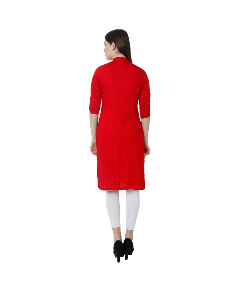 red printed rayon kurti