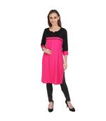 pink printed rayon kurti