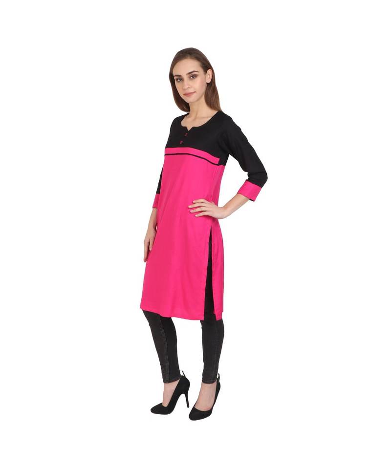pink printed rayon kurti