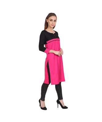 pink printed rayon kurti 3