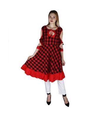 red printed cotton kurti 1