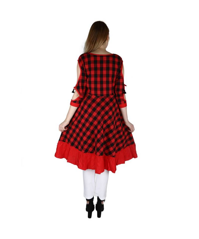 red printed cotton kurti