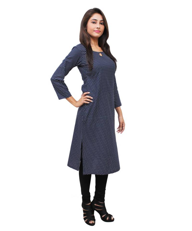 blue printed cotton kurti