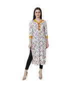 white printed rayon kurti