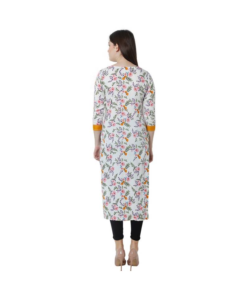 white printed rayon kurti