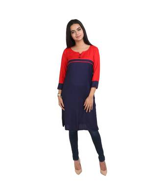 blue printed rayon kurti 1