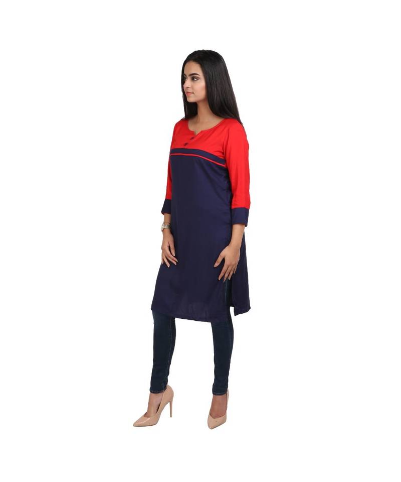 blue printed rayon kurti