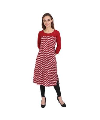 maroon printed crepe kurti 1