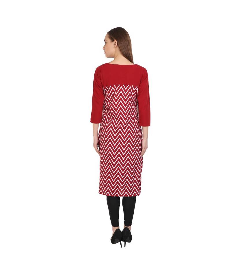 maroon printed crepe kurti