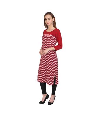maroon printed crepe kurti 3