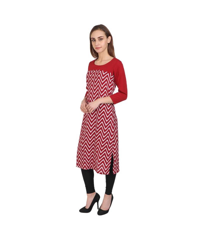 maroon printed crepe kurti