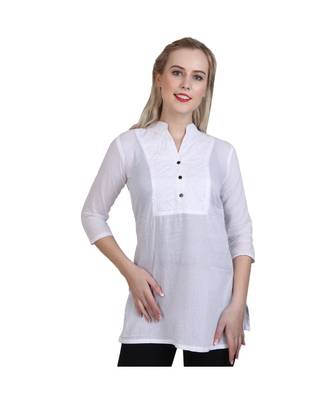 white printed cotton kurti 1