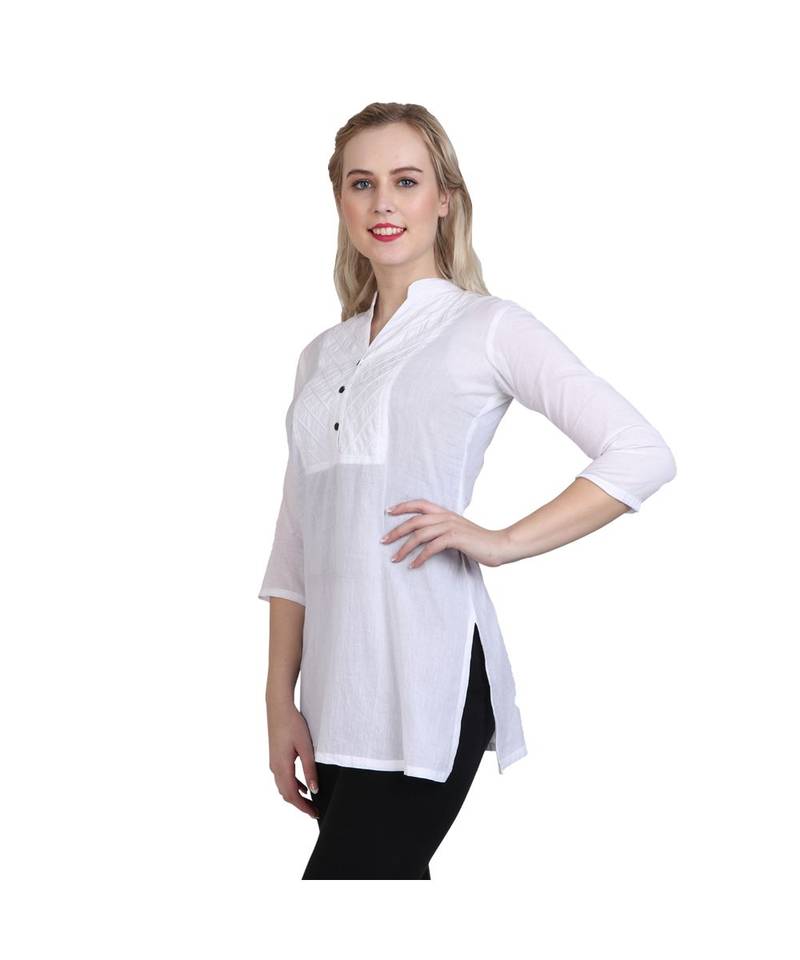 white printed cotton kurti