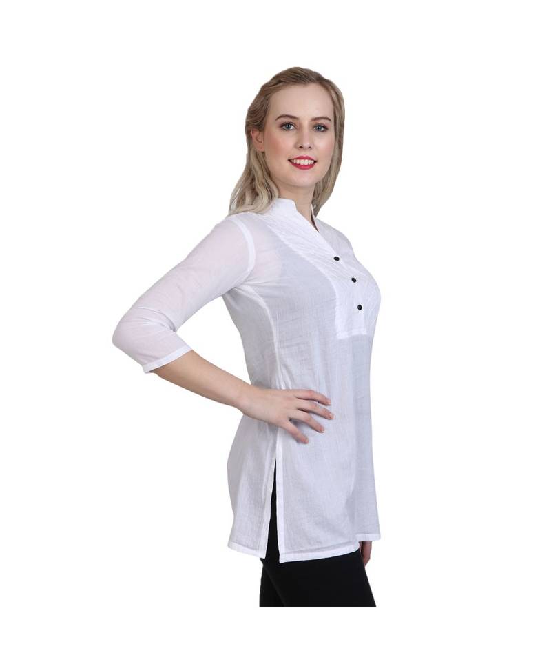 white printed cotton kurti