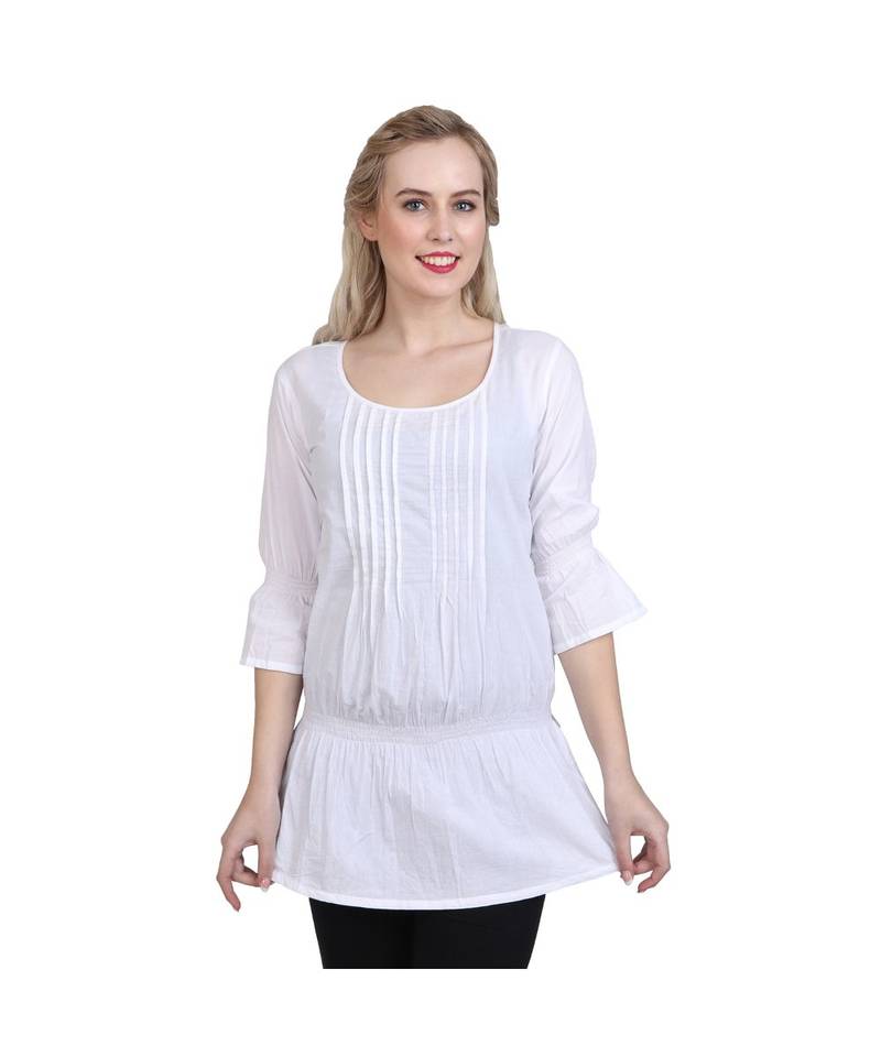 white printed cotton kurti