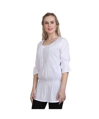 white printed cotton kurti 3