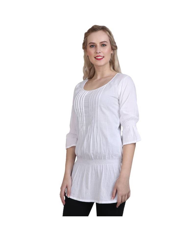 white printed cotton kurti