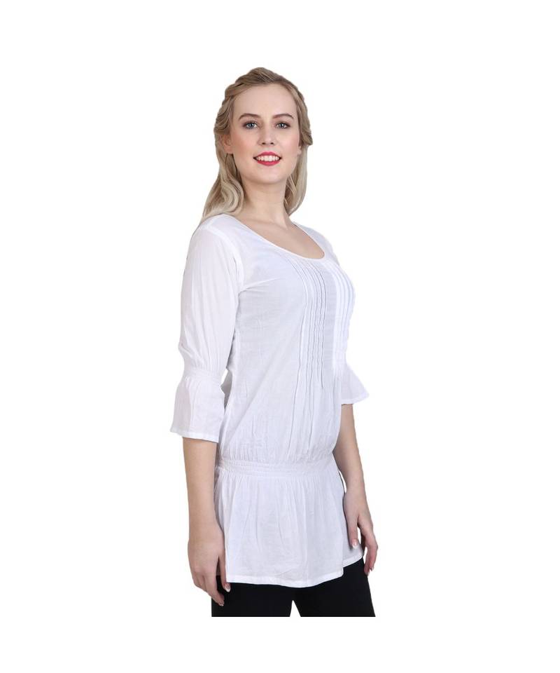 white printed cotton kurti