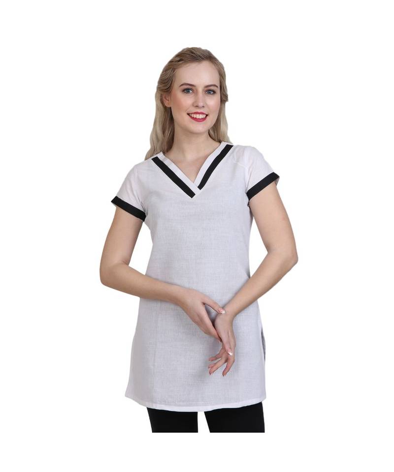 white printed cotton kurti