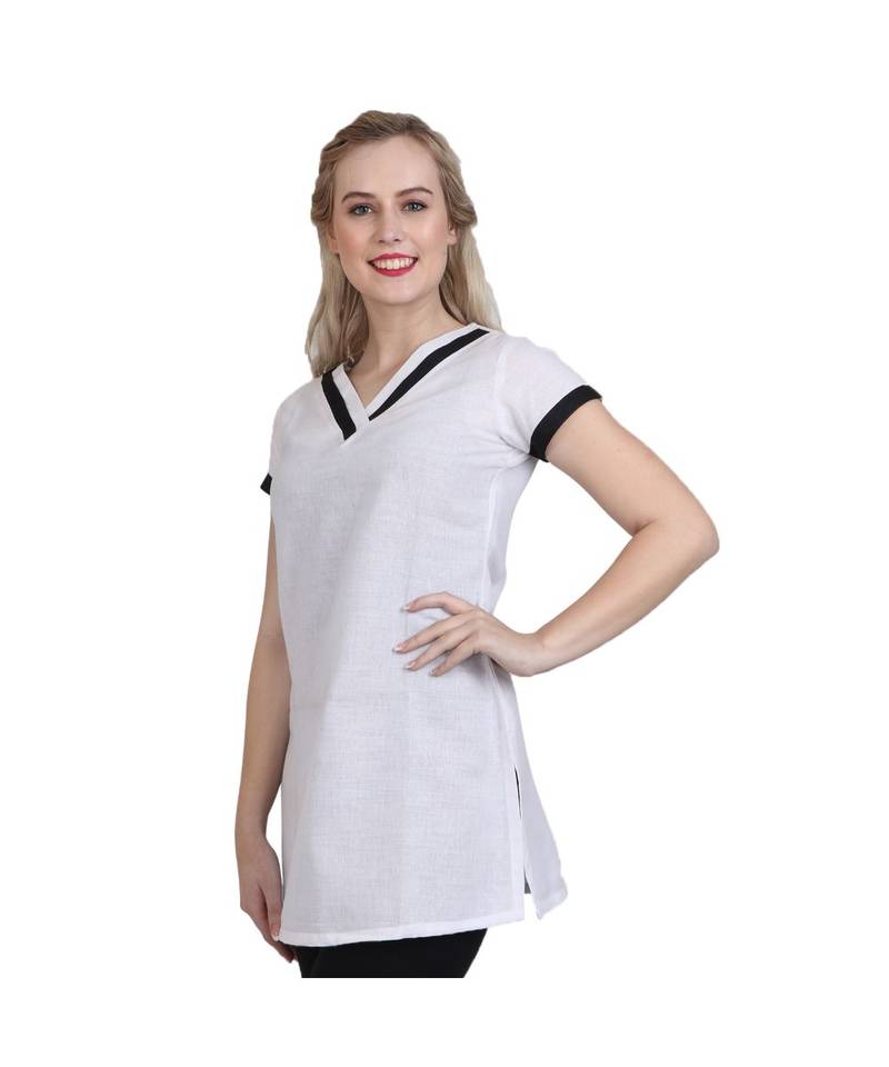 white printed cotton kurti