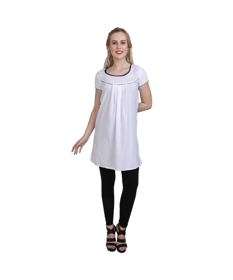 white printed cotton kurti