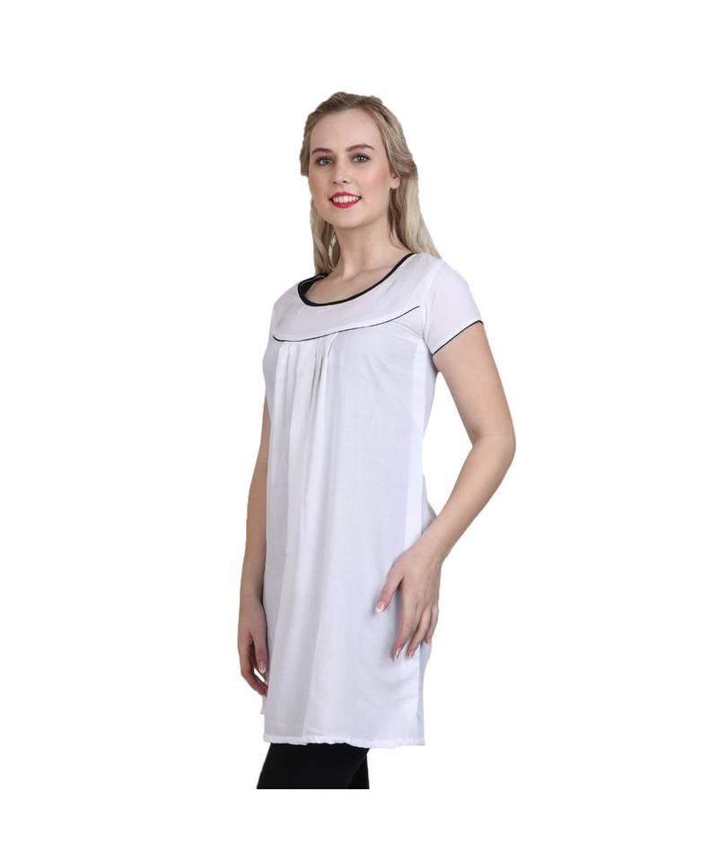 white printed cotton kurti