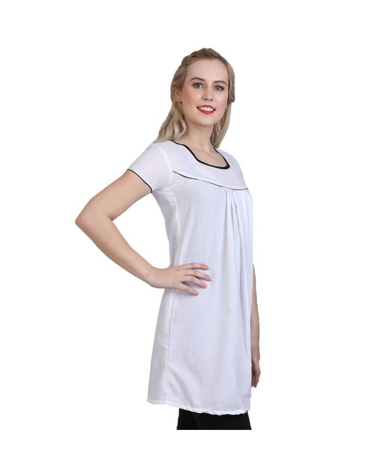 white printed cotton kurti