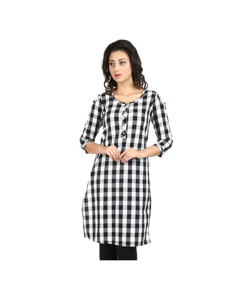 white printed cotton kurti