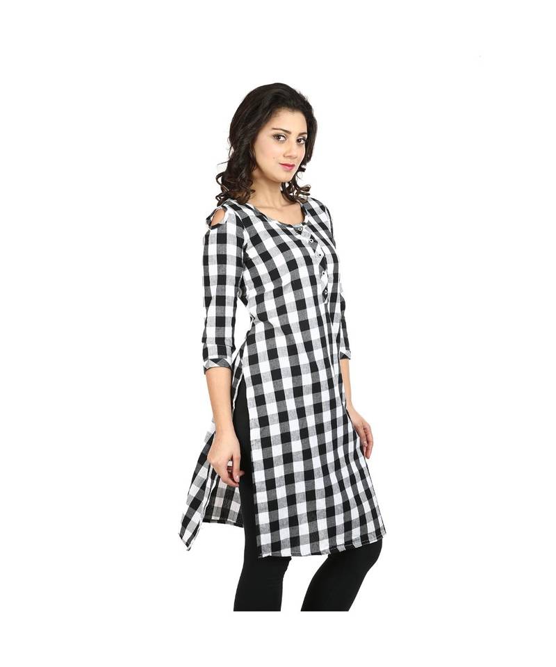 white printed cotton kurti
